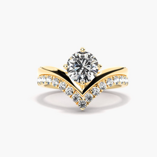 1.20 Ct Round Cut Moissanite Curved Bridal Set Ring in Rose Gold