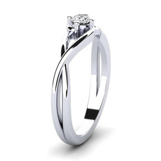 1 Ct Round Shape Twisted Moissanite Solitaire Ring in White Gold