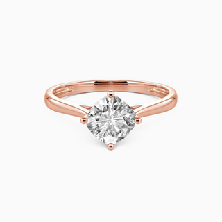 1 Carat Round Cut Solitaire Moissanite Ring in Rose Gold
