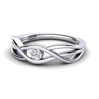 0.70 Carat Round Shape Solitaire Twisted Moissanite Ring in White Gold