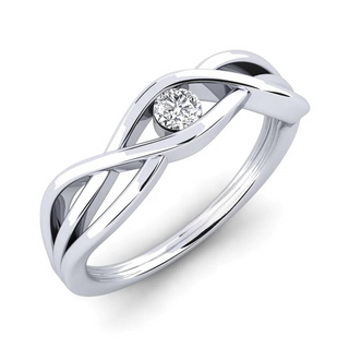 0.70 Carat Round Shape Solitaire Twisted Moissanite Ring in White Gold