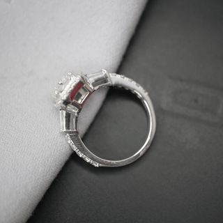 2.50 Ct Radiant And Baguette Cut Halo Moissanite Ring