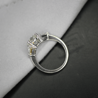 3 Carat Round And Trillion Cut Moissanite Three Stone Ring