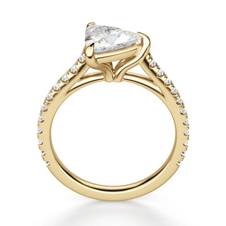 2.50 Ct Trillion Shape East West Moissanite Ring in Yellow Gold