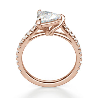 2.50 Ct Trillion Shape East West Moissanite Ring in Yellow Gold