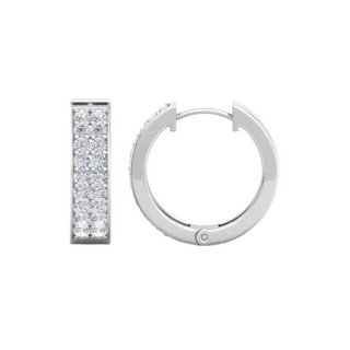 0.90 Ct Round Cut Two Row Prong Set Moissanite Hoop Earrings for Unisex