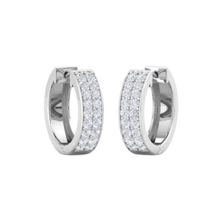 0.90 Ct Round Cut Two Row Prong Set Moissanite Hoop Earrings for Unisex