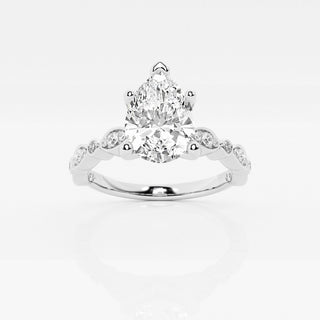 1.50 Ct Pear Cut Vintage Moissanite Ring in Rose Gold