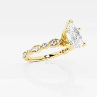 1.50 Ct Pear Cut Vintage Moissanite Ring in Rose Gold