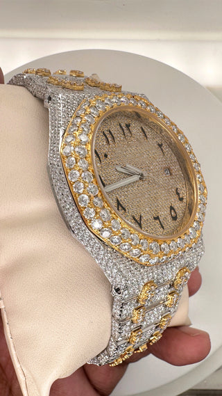 Side View of Vvs Moissanite Diamond Watch​ In Two Tone