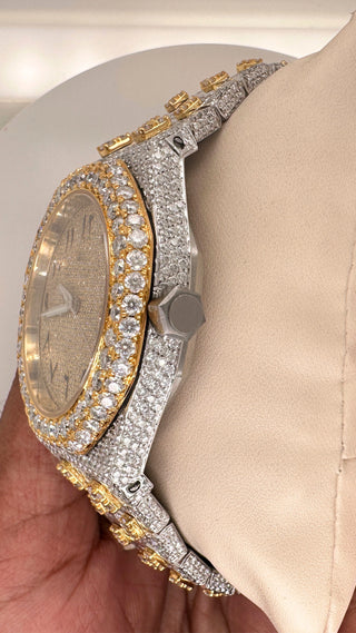 Side angle of Vvs Moissanite Diamond Watch​ In Two Tone