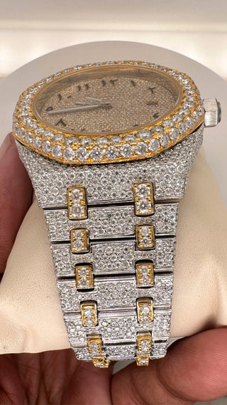 Close View of Vvs Moissanite Diamond Watch​ In Two Tone