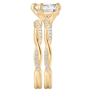 1.30 Carat Heart Shape Twisted Moissanite Bridal Set Ring in White Gold