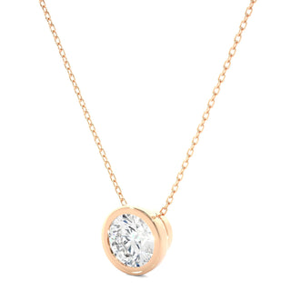 1.50 Ct Bezel Round Stone Moissanite Pendant In Rose Gold
