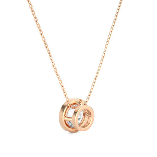 1.50 Ct Bezel Round Stone Moissanite Pendant In Rose Gold