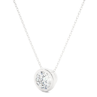 1.50 Ct Bezel Round Stone Moissanite Pendant In Silver