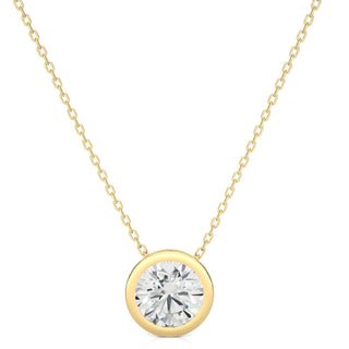 1.50 Ct Bezel Round Stone Moissanite Pendant In White Gold