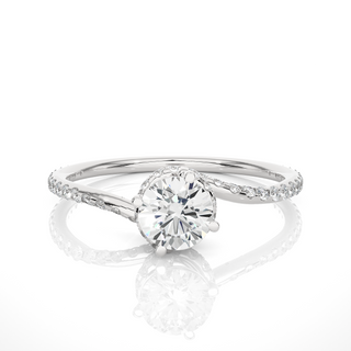 Front view of 1.30 Carat Double Halo Twisted Moissanite Ring In White Gold, highlighting the brilliant center moissanite stone.