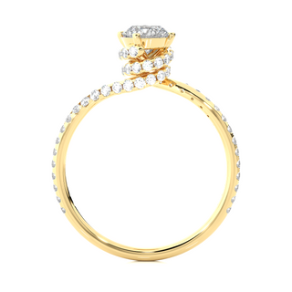Side profile of 1.30 Carat Double Halo Twisted Moissanite Ring In Yellow Gold, highlighting the prong setting.