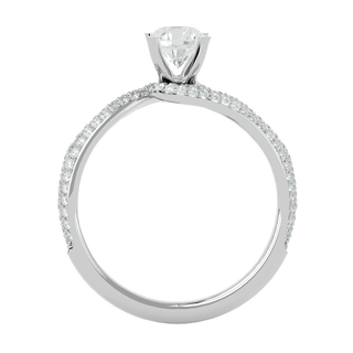 Side profile of 1.50 Carat Bypass Three Row Round Moissanite Ring In Silver, highlighting the prong setting.