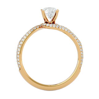 Side profile of 1.50 Carat Bypass Three Row Round Moissanite Ring In Yellow Gold, highlighting the prong setting.