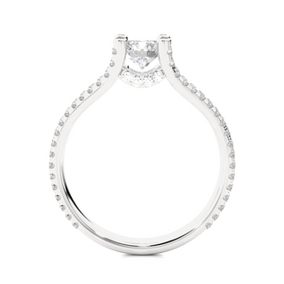 Side profile of 1.50 Carat Moissanite Split Shank Engagement Ring With Accents In Silver, highlighting the prong setting.