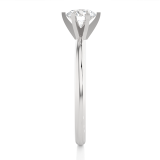 Side profile of 1.50 Carat Round Cut Moissanite Solitaire Engagement Ring In White Gold, highlighting the prong setting.