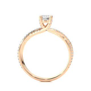 Side profile of 1.50 Carat Round Moissanite Twisted Solitaire Ring In Rose Gold, highlighting the prong setting.