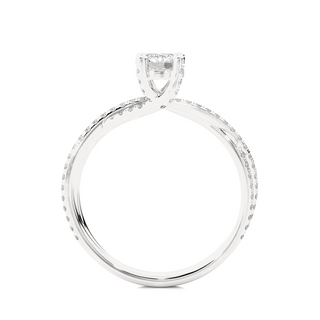 Side profile of 1.50 Carat Round Moissanite Twisted Solitaire Ring In Silver, highlighting the prong setting.