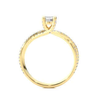 Side profile of 1.50 Carat Round Moissanite Twisted Solitaire Ring In Yellow Gold, highlighting the prong setting.