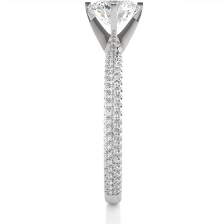 Side profile of 1.50 Ct Moissanite Engagement Ring With Accents In Silver, highlighting the prong setting.