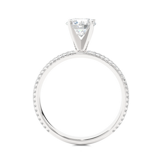 Side profile of 1.50 Ct Moissanite Engagement Ring With Accents In White Gold, highlighting the prong setting.