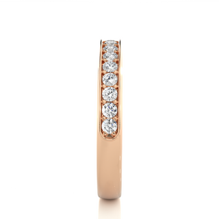 1.90 Mm Pave Set Round Moissanite Wedding Band In Rose Gold Loose Moissanite