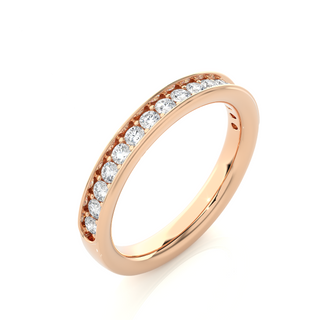 1.90 Mm Pave Set Round Moissanite Wedding Band In Rose Gold Loose Moissanite