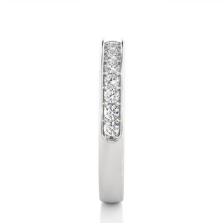 1.90 Mm Pave Set Round Moissanite Wedding Band In White Gold Loose Moissanite