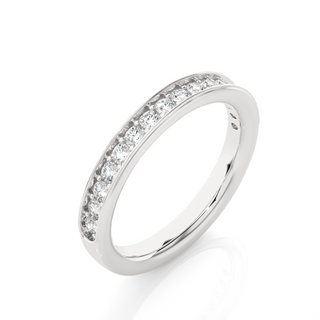 1.90 Mm Pave Set Round Moissanite Wedding Band In White Gold Loose Moissanite