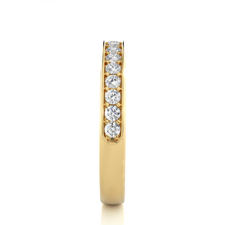 1.90 Mm Pave Set Round Moissanite Wedding Band In Yellow Gold Loose Moissanite