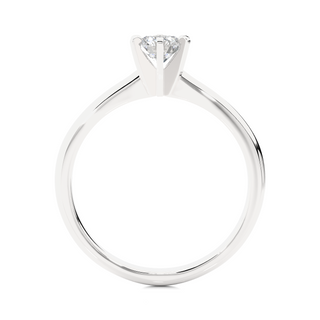 Side profile of 1 Carat Six Prong Solitaire Moissanite Ring in White Gold, highlighting the prong setting.