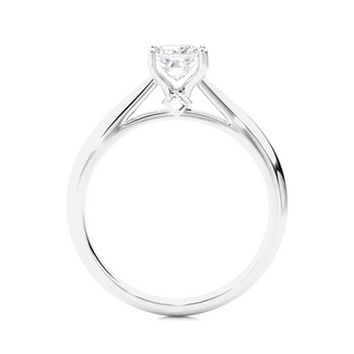 Side profile of 1 Ct Princess Moissanite Solitaire Engagement Ring In Silver, highlighting the prong setting.