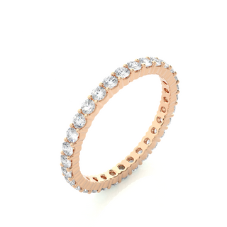 2.00 Mm Round Cut Moissanite Shared Prong Eternity Band In Rose Gold