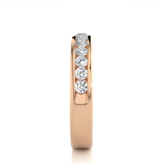 2.20 Mm Channel Set Pave Round Moissanite Wedding Band In Rose Gold Loose Moissanite