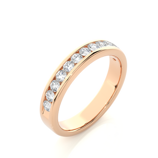 2.20 Mm Channel Set Pave Round Moissanite Wedding Band In Rose Gold Loose Moissanite