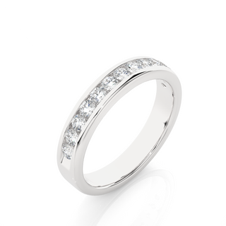 2.20 Mm Channel Set Pave Round Moissanite Wedding Band In White Gold Loose Moissanite