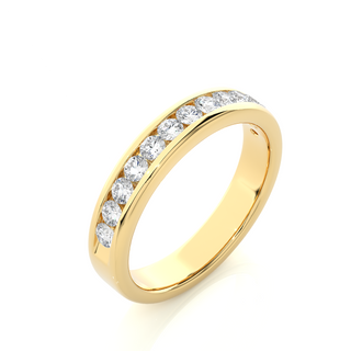 2.20 Mm Channel Set Pave Round Moissanite Wedding Band In Yellow Gold Loose Moissanite
