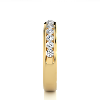 2.20 Mm Channel Set Pave Round Moissanite Wedding Band In Yellow Gold Loose Moissanite