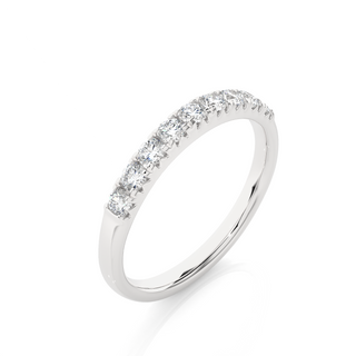 2.40 Mm Round Stone Moissanite Half Eternity Band In Silver