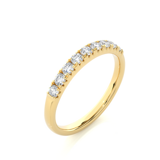 2.40 Mm Round Stone Moissanite Half Eternity Band In Yellow Gold