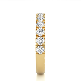 1.5 Ct French V-Split Moissanite Eternity Band in Yellow Gold