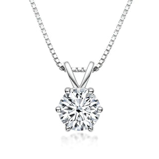 2 Carat Round Cut Solitaire Moissanite Solitaire Pendant in Silver