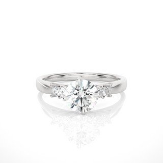 5-Round Stone With Plain Band Wedding Ring silver